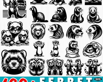 160+ Ferret Svg Bundle | Cute Pet Ferret Dxf Files | Funny Ferret Clipart | Cricut Animal Silhouette Designs | Commercial Use