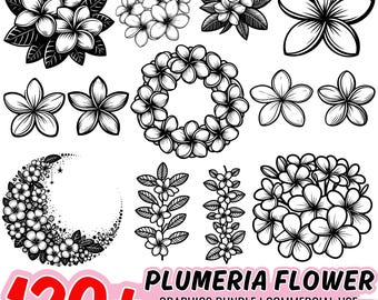 Plumeria Flower SVG Bundle: Floral Clipart, Cricut Cut Files (Commercial Use)