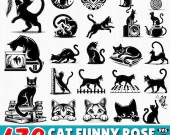 176 Katzen Design SVG Bundle | Süße Katze Clipart DXF-Dateien | Katze Silhouette Cricut Cut Dateien | Kitty Vektor-Grafiken | Kommerzielle Nutzung