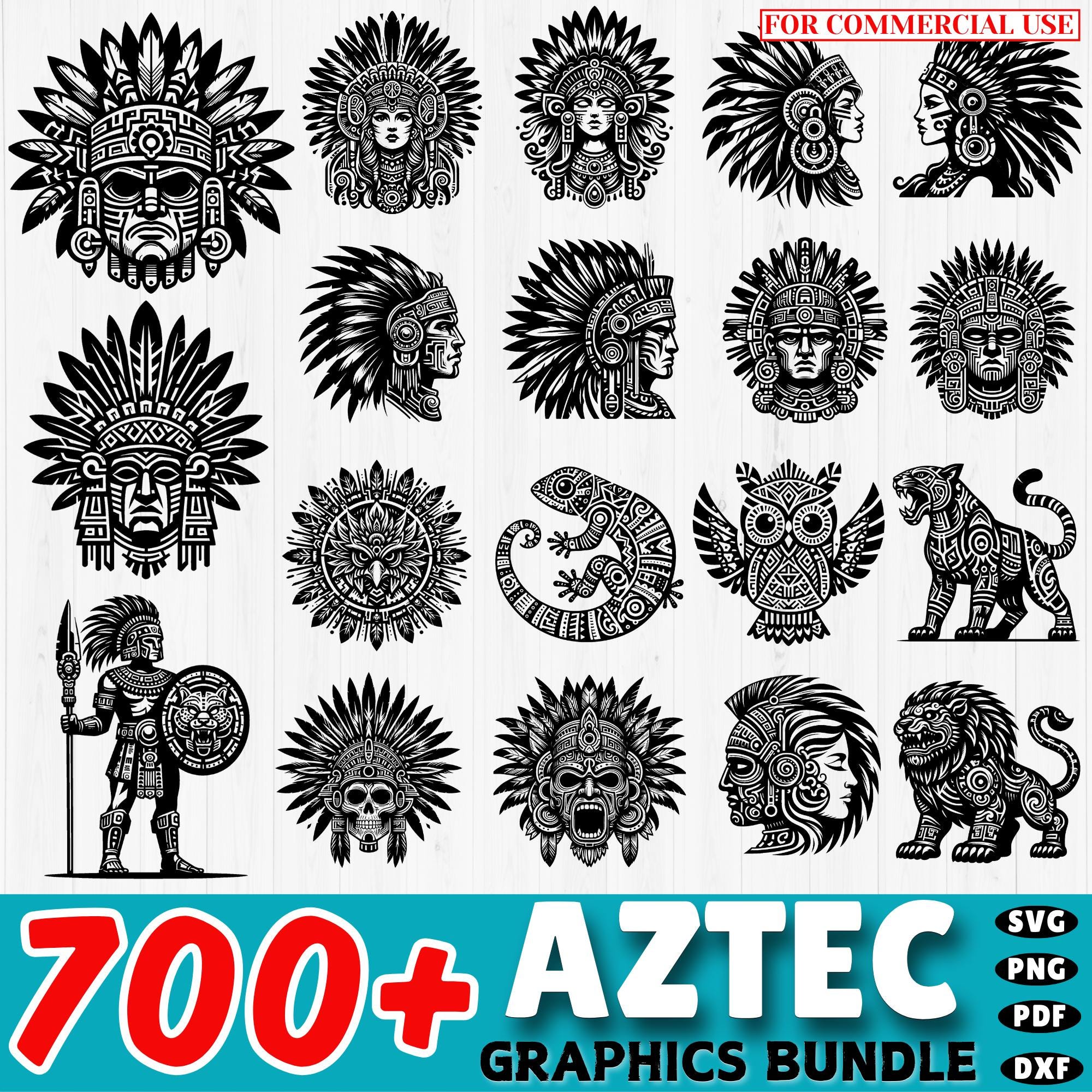 700+ Aztec SVG DXF Bundle | Tribal Patterns | Geometric Designs