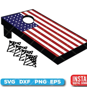 Cornhole svg - Cornhole png  -  Cornhole board USA flag vintage graphics - Digital download