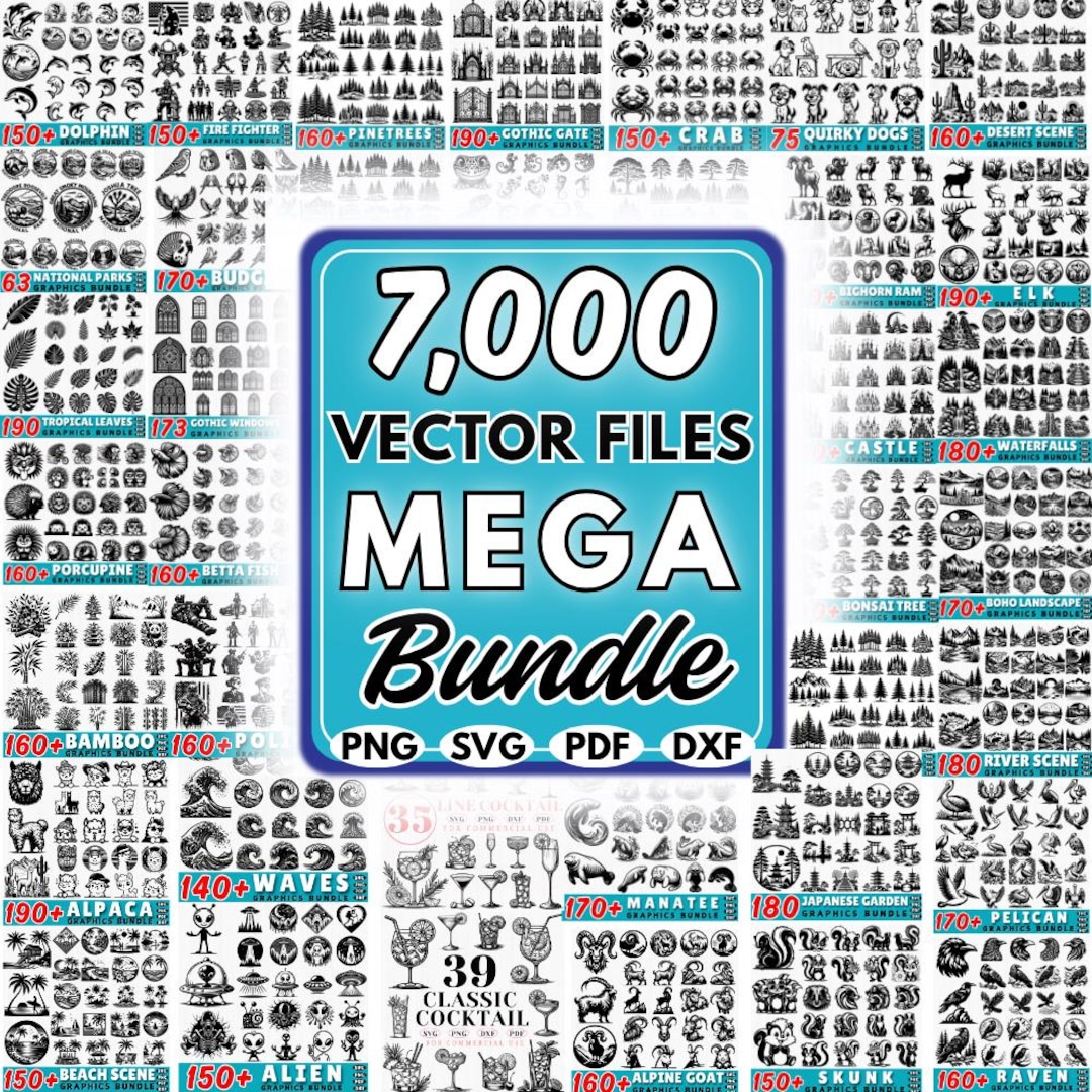 7000+ Mega SVG Bundle: Vector Cut Files, Clipart Designs (commercial ...