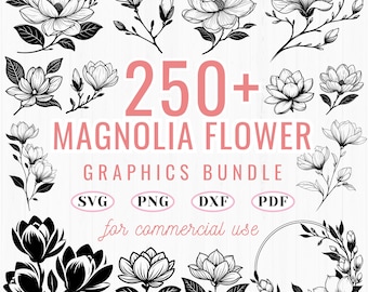 Magnolie SVG Bundle: 250+ Blumenschnittdateien (kommerzielle Nutzung)