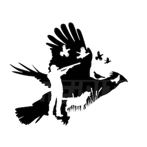 Ruffed Grouse hunting svg -  Grouse hunting  silhouette artsy style - digital download