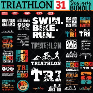 Triathlon SVG Bundle - 31 Triathlon Bundle designs - digital download