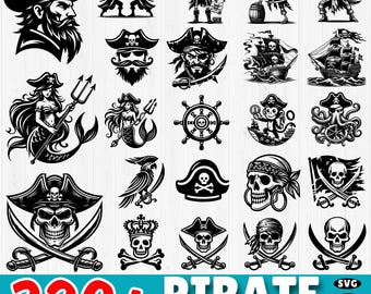 320+ Pirate SVG Bundle | Pirate DXF Files | Skull and Crossbones Cut Files | Pirate Ship Silhouettes | Treasure Map Clipart | Commercial Use