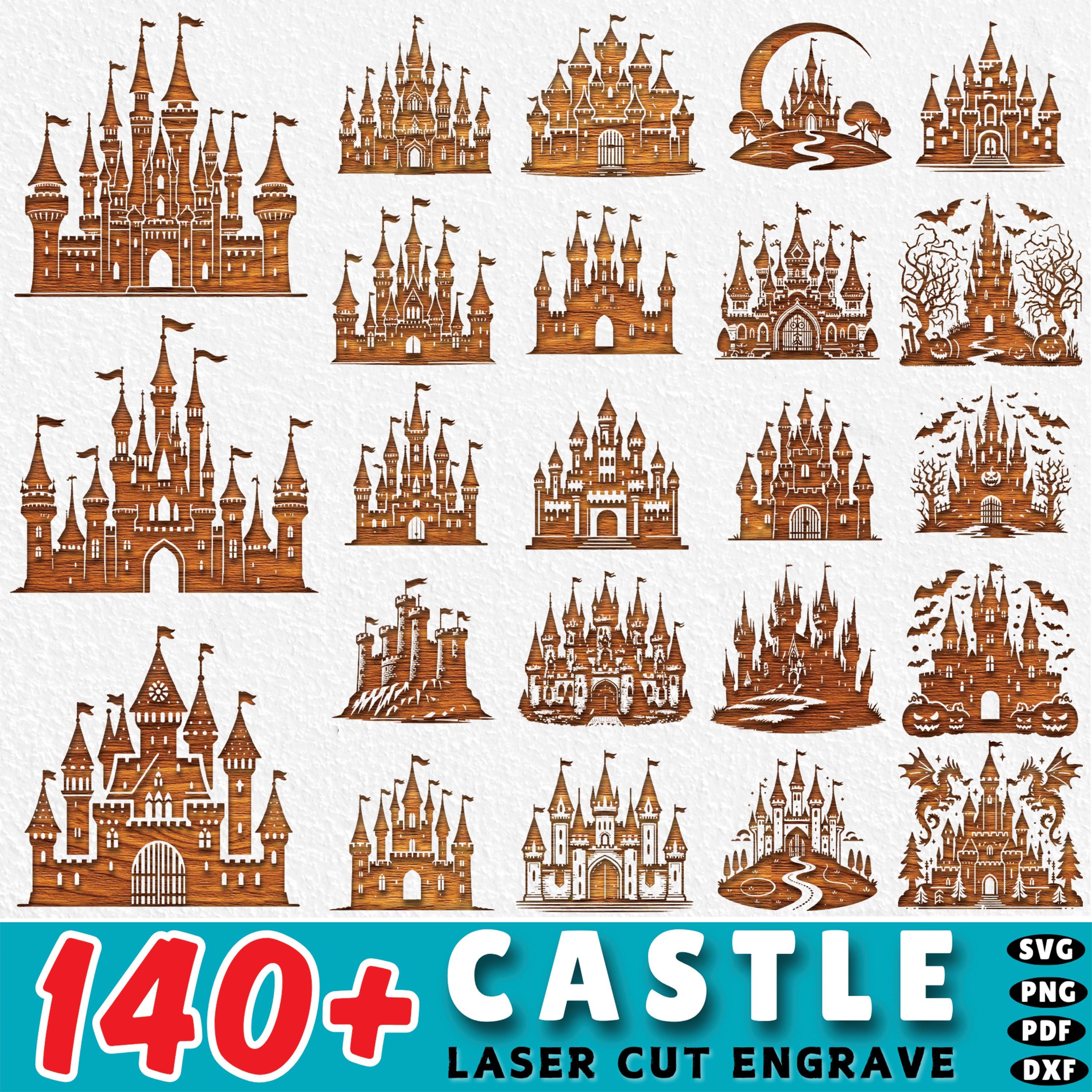 Castle Laser Cut Files: Fairytale Palace SVG Vector Bundle (digital ...