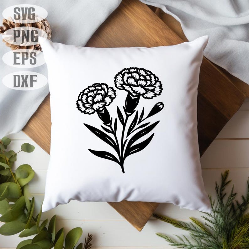 150+ Carnation Flower SVG Bundle: Floral Clipart, Botanical Line Art ...