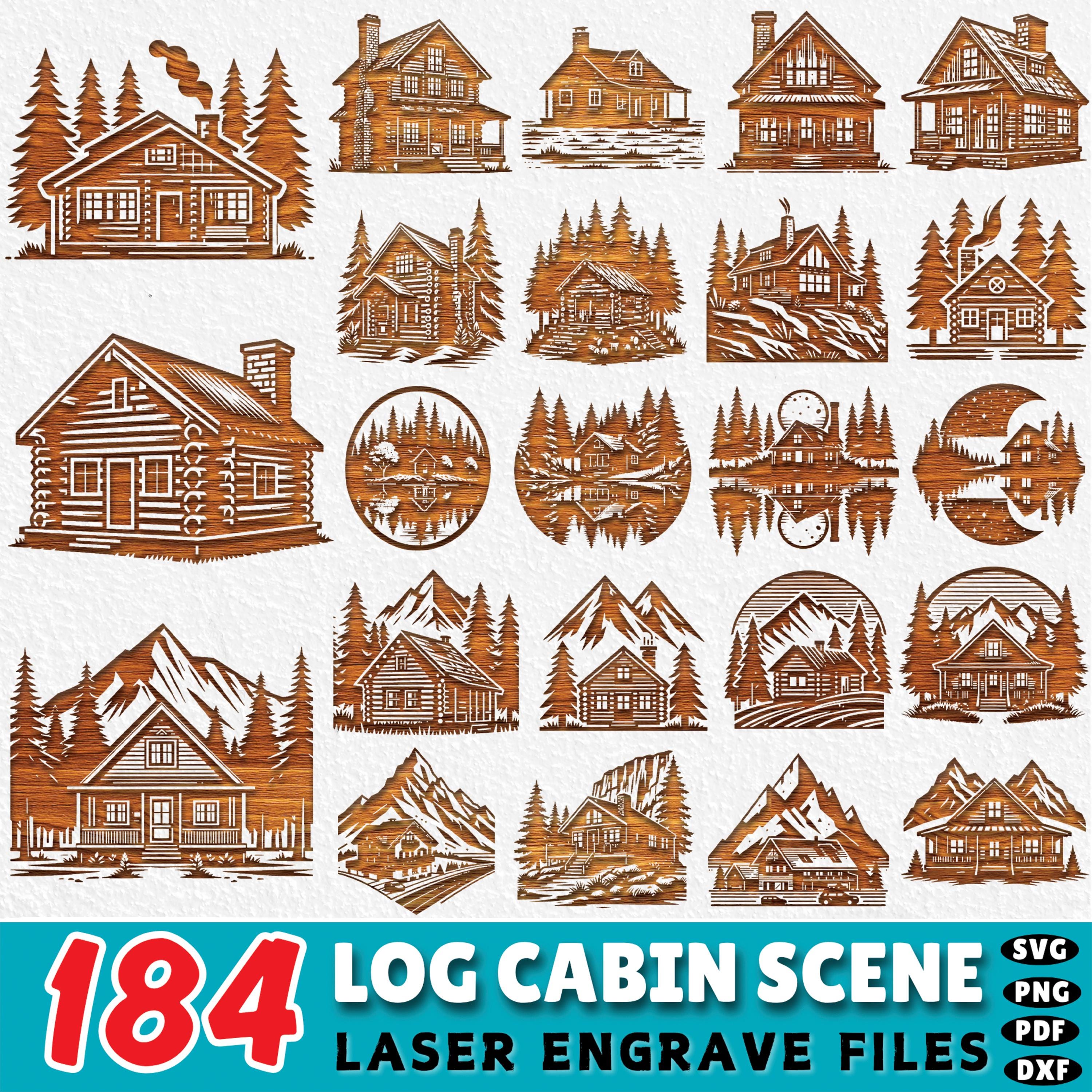 Rustic Log Svg Vector Log Cabin SVG Bundle: Rustic Forest Mountain Laser Cut Files - Etsy