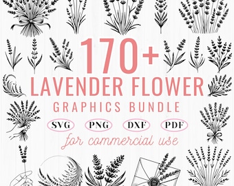 Lavender Flower SVG Bundle: Botanical Line Art (Digital Download)