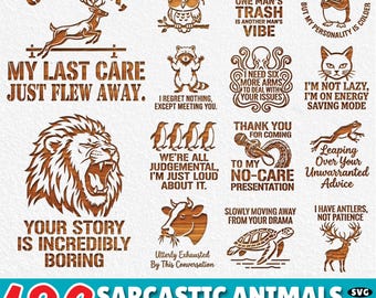186 Sarcastic Animals Laser Engraving SVG Bundle: Funny Animal Designs, Laser Cut Files, CNC Ready (Commercial Use)