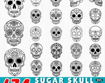 Sugar Skull SVG Bundle: 174 Minimalist Calavera Cut Files (Commercial Use)