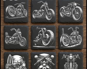 147 plików do grawerowania motocykli Vintage Cruiser Slate: Pakiet plików PNG dla motocyklistów do projektów grawerunkowych | Użytek komercyjny