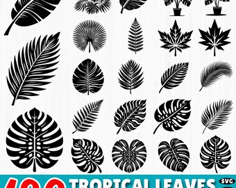 Tropical Leaves SVG Bundle: Jungle Leaf Clipart, Commercial Use (Digital Files for Cricut & Silhouette