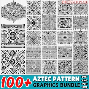 Puede incluir: Un conjunto de más de 100 gráficos de patrones aztecas en blanco y negro. Los patrones son geométricos y presentan diseños repetitivos. Los gráficos son perfectos para usar en proyectos digitales, manualidades y más.