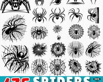 175 Spider SVG Bundle: Halloween Spider Web Clipart, Creepy Insect Silhouette, Gothic Design (Commercial Use)