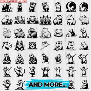 450 Kapybara SVG-paket | Söt Kapybara Clipart | Kawaii djurillustrationer | DXF-klippfiler | Direktnedladdning | Kommersiellt bruk bild 8