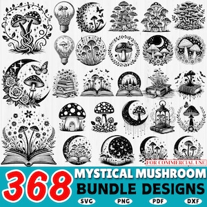 Mystische Pilz SVG Bundle: 368 Märchenwald Designs (Digitale Schnitt Dateien)