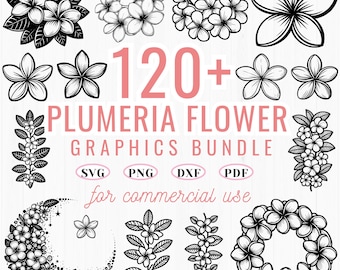 Plumeria Flower SVG Bundle: Floral Clipart, Cricut Cut Files (Commercial Use)