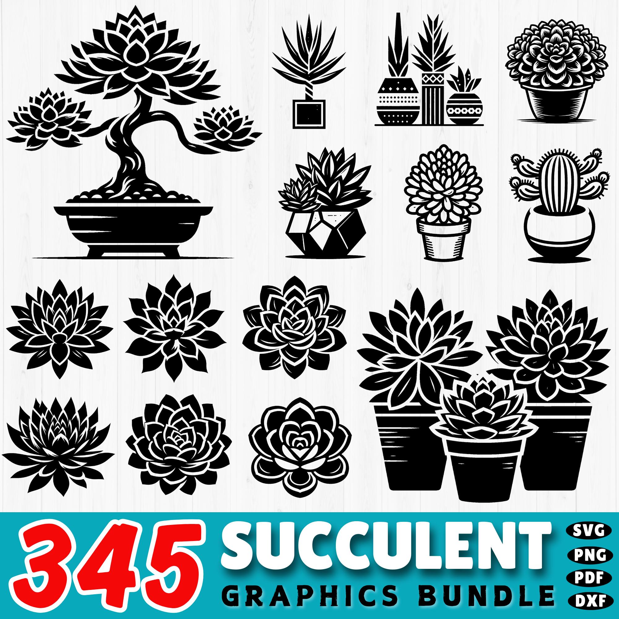 Succulent SVG Bundle: Cactus Cut Files, Potted Plants (Digital Download)