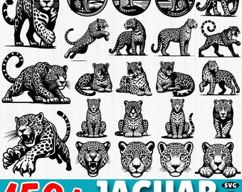 Jaguar SVG Bundle: Wild Cat Silhouette Designs (Commercial Use)