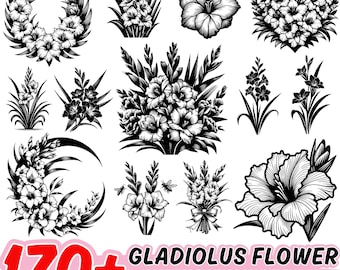 Gladiolus Flower SVG Bundle: Floral Clipart, Cricut Cut Files (Instant Download)