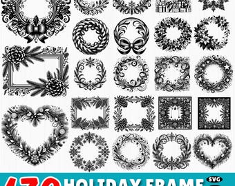 Pakiet 170 ramek świątecznych SVG: świąteczne grafiki, obramowania, ozdobne ramki zimowe (do użytku komercyjnego)