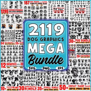 2,119 Dog Graphics SVG Mega Bundle, Complete Dog Breeds Svg, Dog Graphics for Cricut Svg, Dog clipart, Digital download