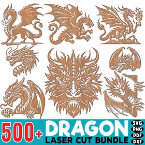 500+ Dragon DXF Bundle | Laser Cut Dragon Files | CNC Ready Dragon Designs | Dragon Vector | Engraving designs Cnc files | Commercial Use