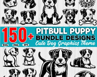 150+ Cute Pitbull Puppy SVG Bundle, Pitbull Svg, Pitbull Dog Graphics for Cricut Svg, Dog clipart Svg,  Digital download