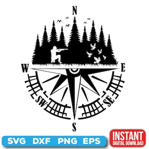 Dove Hunting Compass SVG: Artsy Hunter Design (Digital Download)