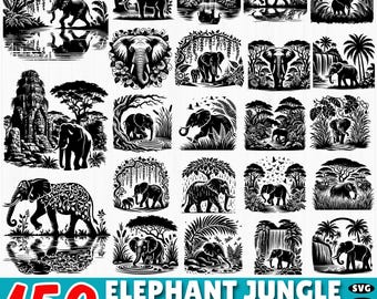 Elephant Jungle SVG Bundle: Safari Animal Cut Files (Digital Download)