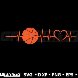 Basketball svg files - basketball heartbeat svg- Cool basketball ball in a heartbeat - digital download