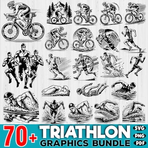 Triathlon SVG Bundle - 70+ Triathlon Bundle designs - Triathlon clipart, vector, svg, png,pdf - digital download