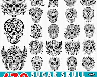 178 Sugar Skull SVG Bundle: Calavera Cut Files for Cricut & Silhouette (Commercial Use)