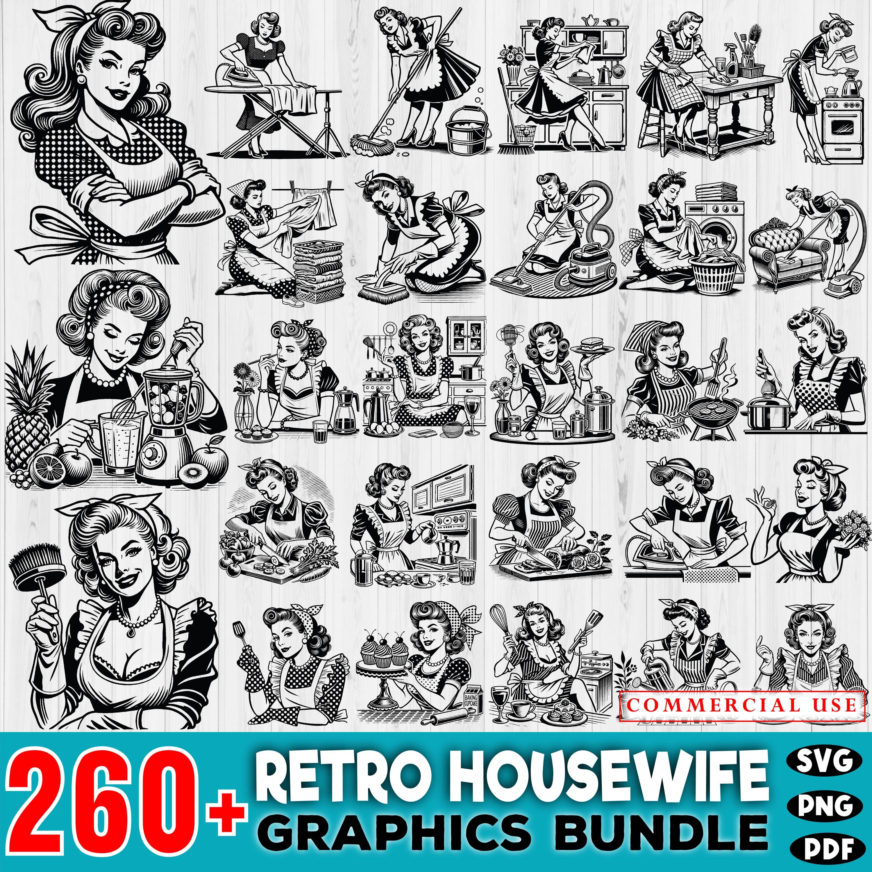 Retro Housewife SVG Bundle: 1950s Pin-up Girl Cut Files (commercial Use ...