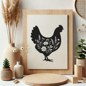 112 Floral chicken svg bundle | hen & rooster flower cut files | cricut svg dxf png pdf designs | farmhouse craft art | commercial use image 5