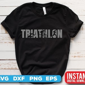 Triathlon SVG - Triathlon silhouette graphics art gray and black designs - digital download