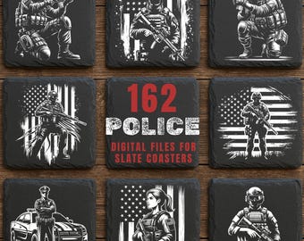 162 Police Badge Slate Engraving Files: Law Enforcement PNG for Stone Engraving | Commercial Use