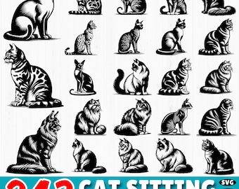 Cat Breeds SVG Bundle: 243 Pet Silhouette Cut Files (Digital Download
