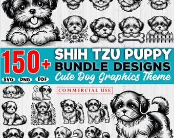 150+ Cute Shih Tzu Puppy SVG Bundle, Shih Tzu Puppy Svg, Dog Graphics for Cricut Svg, Dog clipart Svg, Digital download