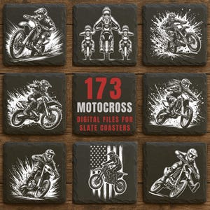 Motocross Slate Engraving File: Dirt Bike Vector Design (PNG Bundle, Commercial Use