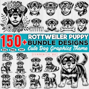 150+ Cute Rottweiler dog svg | rottweiler dxf bundle | cricut pet cut files | rottweiler vector art | commercial use