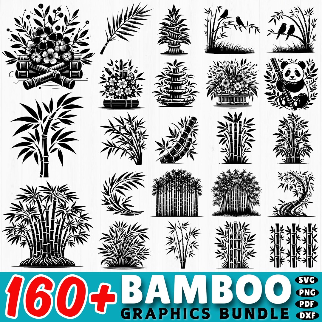 Bamboo SVG Bundle: Zen Clipart, Tropical Plant Cut Files (digital ...