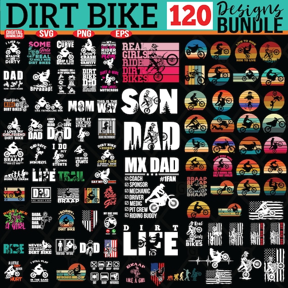 Dirt Bike SVG- Motocross SVG Bundle - 120 Dirt Bike SVG Bundle Designs + silhouette - Digital download