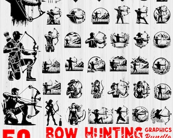 Bow hunting SVG - Compound Bow Archery SVG - 50+ Bow hunting graphics - digital download