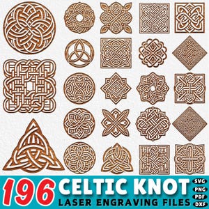 196 keltisk knut SVG-paket: laserskurna filer för Cricut, Silhouette (digital nedladdning)