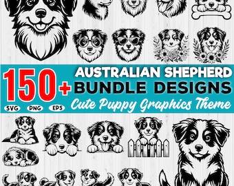 150+ Cute Australian Shepherd Puppy SVG Bundle, Australian Shepherd Svg, Dog Graphics for Cricut Svg, Dog clipart Svg, Digital download