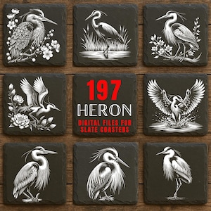 Heron Slate Engraving File: Elegant Bird Silhouette (Digital Download)