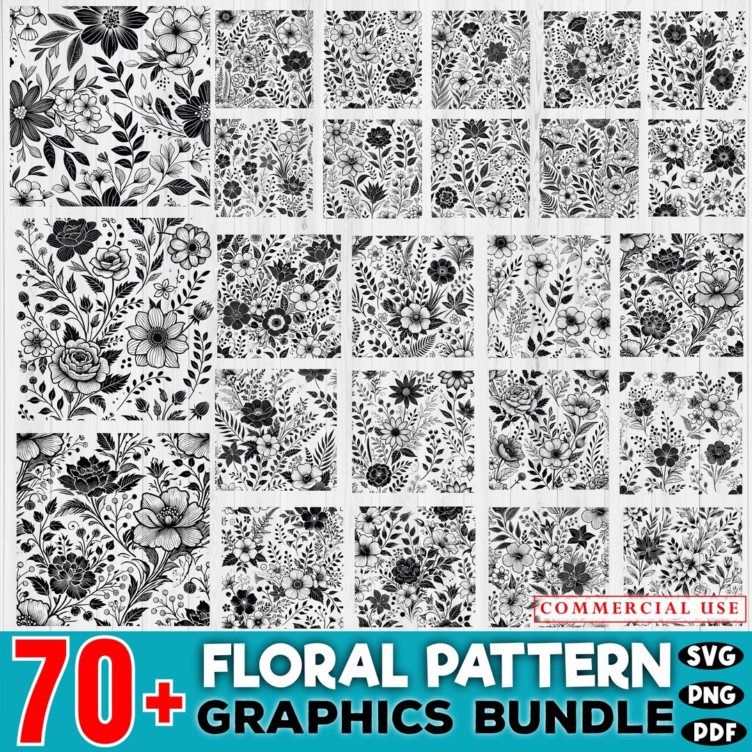 70+ Floral Seamless Pattern SVG Bundle | Flower SVG Files for Cricut ...